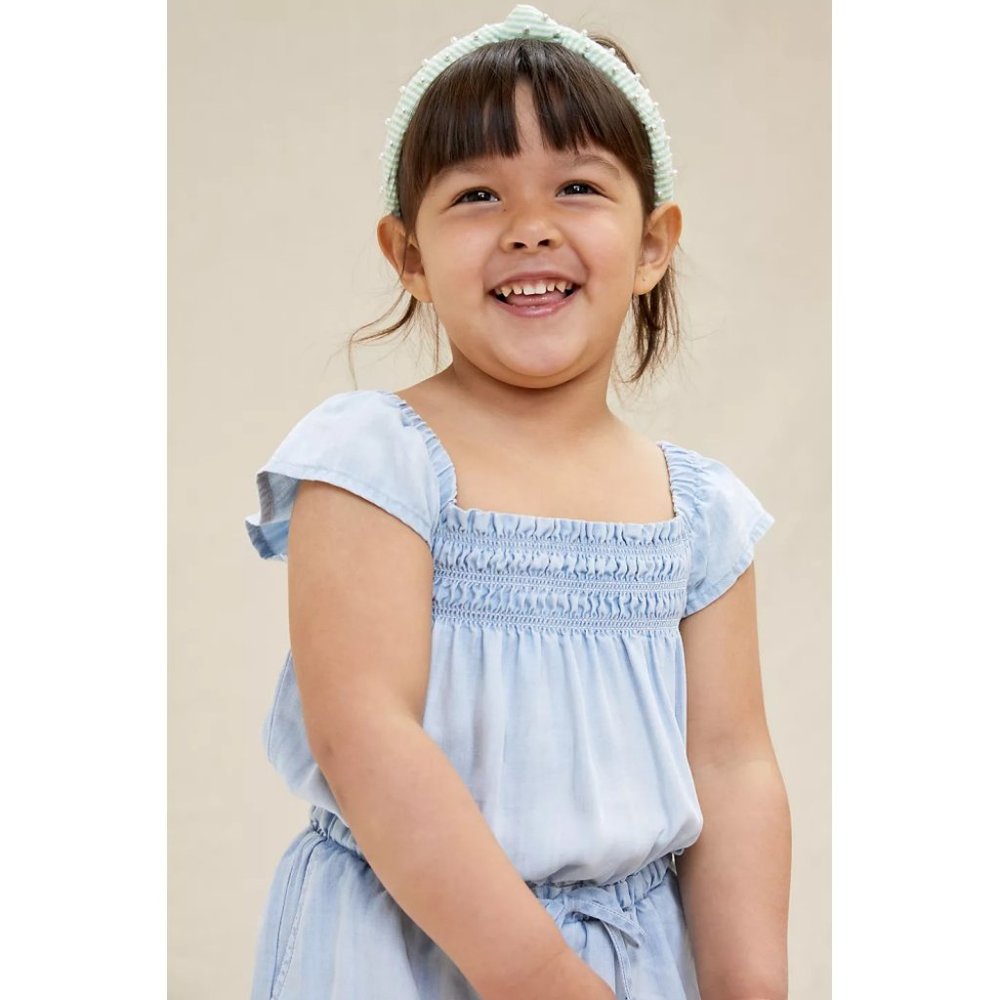 Anthropologie Cloth & Stone Sweet Chambray Kids Romper in Denim - Picture 3 of 12